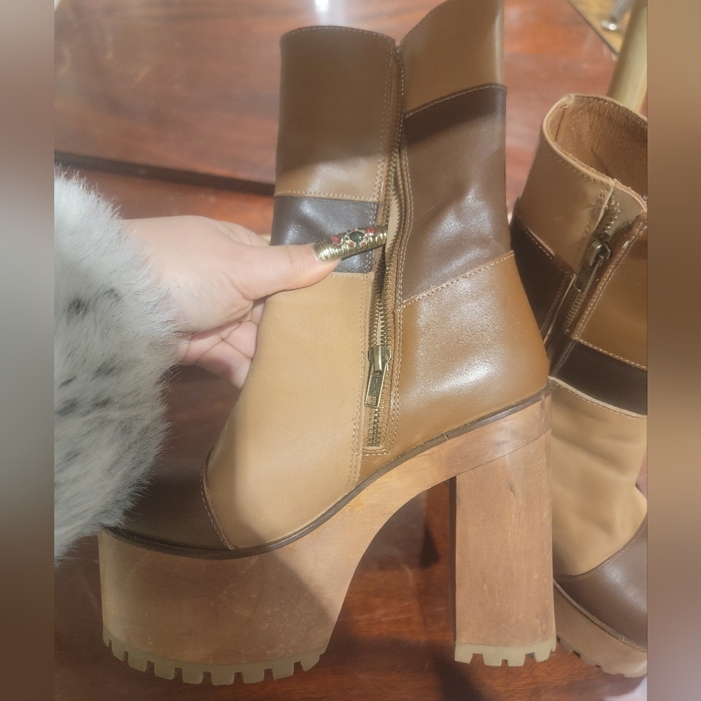 Steve Madden Leather Patchwork Platform Boots - image 3